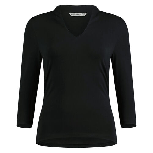Kustom Kit Ladies 3/4 Sleeve Mandarin Collar Top Thumbnail