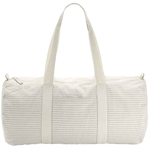 Striped organic cotton barrel bag Thumbnail