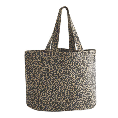 Leopard print canvas shopper Thumbnail