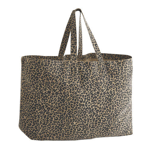 Leopard print canvas oversized tote bag Thumbnail