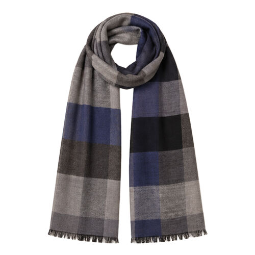 Spasso Blue Patchwork/Check Reversible Scarf Thumbnail