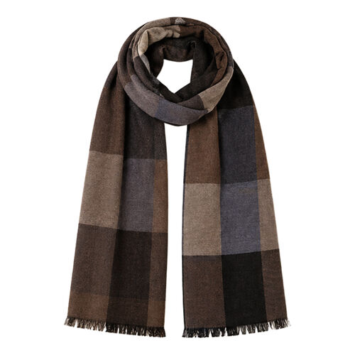 Spasso Brown Patchwork/Check Reversible Scarf Thumbnail