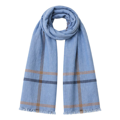 Spasso Blue Double Striped Scarf Thumbnail