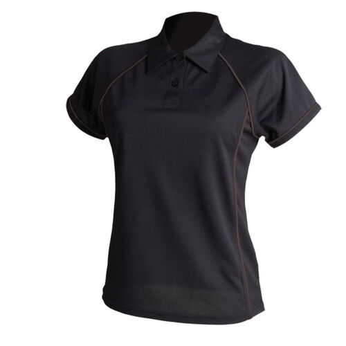 Women's piped performance polo Thumbnail