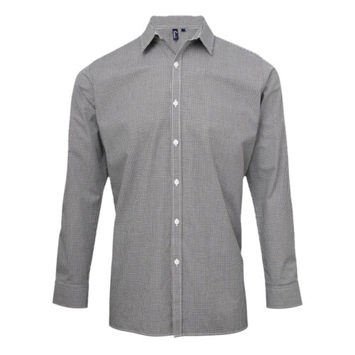 Microcheck (Gingham) long sleeve cotton shirt Thumbnail