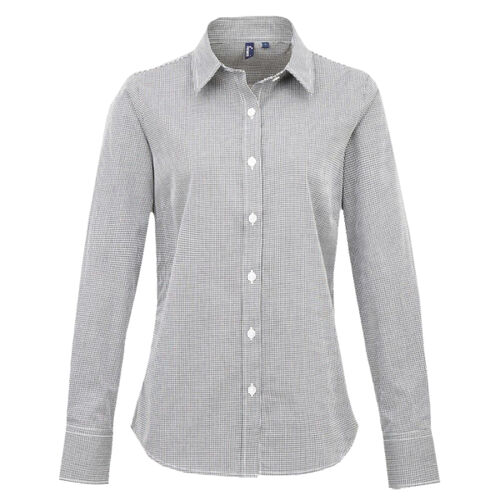 Women's Microcheck (Gingham) long sleeve cotton shirt Thumbnail