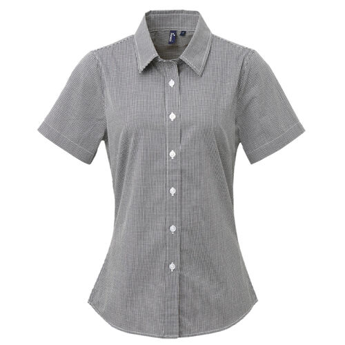 Women's Microcheck (Gingham) short sleeve cotton shirt Thumbnail