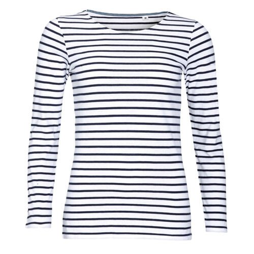 SOL'S Ladies Marine Long Sleeve Striped T-Shirt Thumbnail